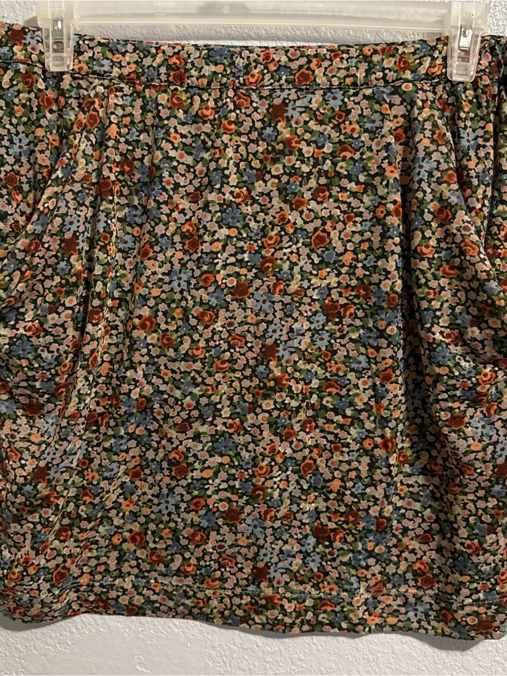 Mango Floral Mini Skirt in Green, Rust and Blue